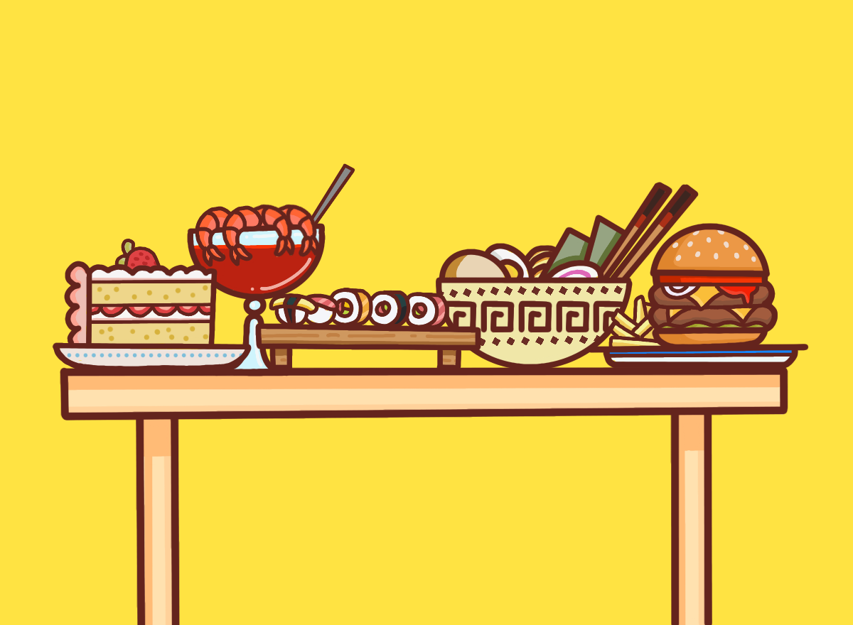 Ilustración de un banquete